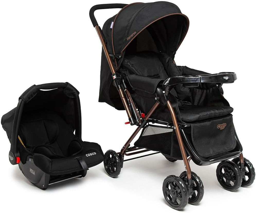 Carrinho de bebê Cosco Reverse Duo preto bronze 0 a 15kg